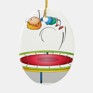 Décoration En Céramique Un garçon jouant le trempoline
