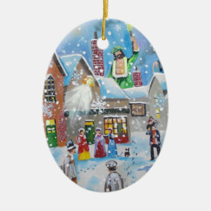 Décoration En Céramique un grippe-sou de chant de Noël et les trois