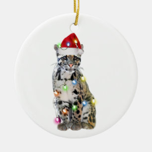 Décoration En Céramique Un léopard obscurci à Noël Casquette