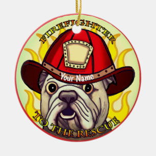 Décoration En Céramique Un pompier Bulldog