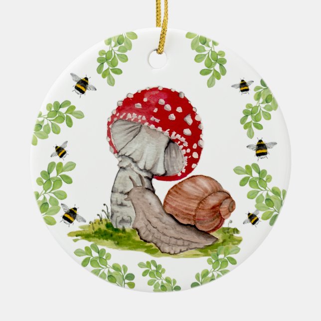 Décoration En Céramique Une mouche de forêt colorée et un escargot (Devant)