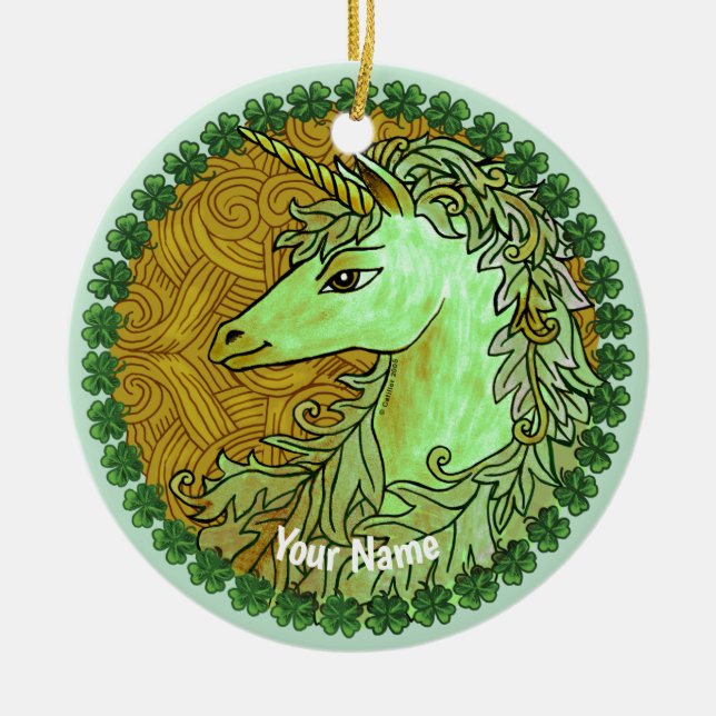 Décoration En Céramique Unicorne irlandaise (Devant)