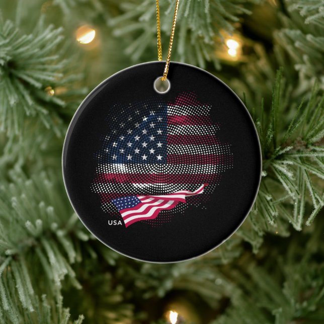 Décoration En Céramique USA flag (Arbre)