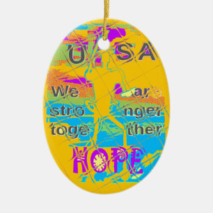 Décoration En Céramique USA Hillary Hope Stronge Together
