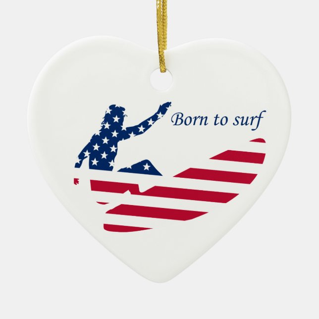 Décoration En Céramique USA surf Américain surfer (Devant)