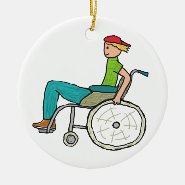 Décoration En Céramique Utilisateur Fauteuil Roulant Amusant (Devant)