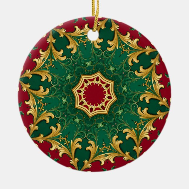 Décoration En Céramique Vacances de Noël Rouge Vert (Devant)