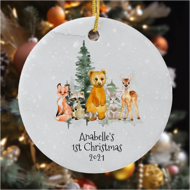 Décoration En Céramique Vacances d'hiver Woodland Animal 1er Noël (Créateur téléchargé)