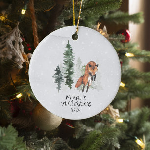 Décoration En Céramique Vacances d'hiver Woodland Fox 1er Noël