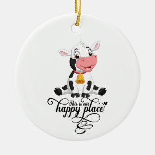 Décoration En Céramique Vache Bébé Notre Endroit Heureux