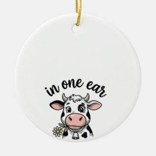 Décoration En Céramique Vache drôle avec une oreille dans l'autre T-shirt