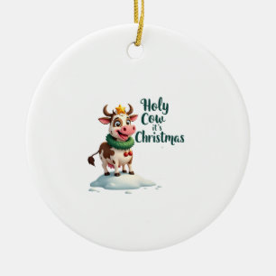 Décoration En Céramique Vache Sainte C'est Noël T-Shirt Je Noël Vache (3)
