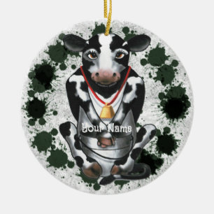 Décoration En Céramique Vache timide  seau