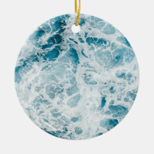 Décoration En Céramique Vague Océan Pacifique Bleu