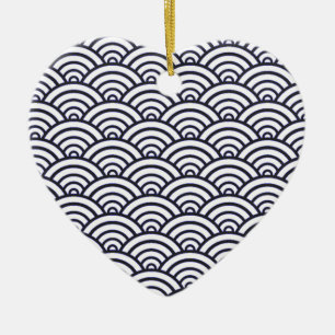 Décoration En Céramique Vagues bleues japonaises Seigaiha Mer