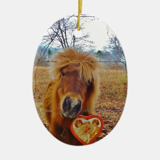 Décoration En Céramique Valentine Heart Miniature Brown Horse (Devant)