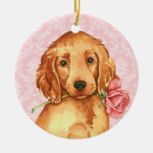 Décoration En Céramique Valentine Rose Irish Setter (Devant)