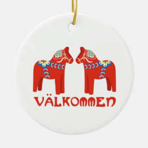 Décoration En Céramique Valkommen de cheval suédois