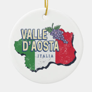 Décoration En Céramique Vallée d'Aoste Italie Carte Carte Souvenir Vintage