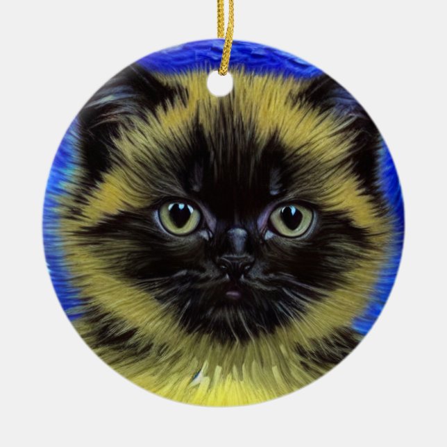 Décoration En Céramique Van Gogh Starry Nuit Siamese Cat (Devant)