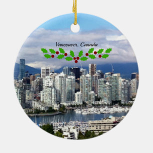 Décoration En Céramique Vancouver Canada Skyline avec Christmas holly