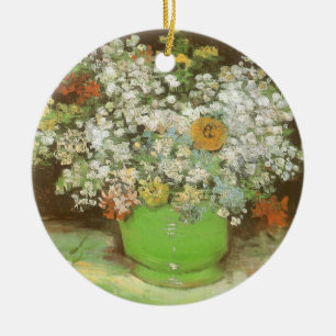 Décoration En Céramique Vase avec des zinnias et des fleurs de Vincent van