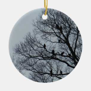 Décoration En Céramique Vautour dans un arbre d'hiver
