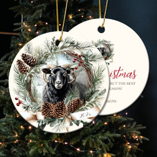 Décoration En Céramique Végétal de mouton noir Vin de Noël pinecone couron