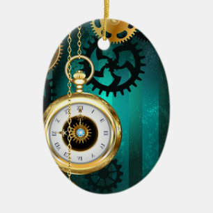 Décoration En Céramique Veille bijoux Steampunk sur un Arrière - plan vert