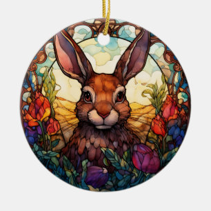 Décoration En Céramique Verre tendu animal - Illustration lapin