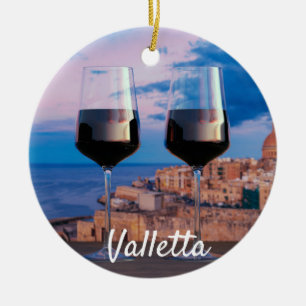 Décoration En Céramique Verres à vin avec vue coucher de soleil sur La Val