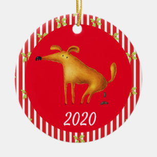 Décoration En Céramique Vidéo de noël Chien Pooping Funny 2020