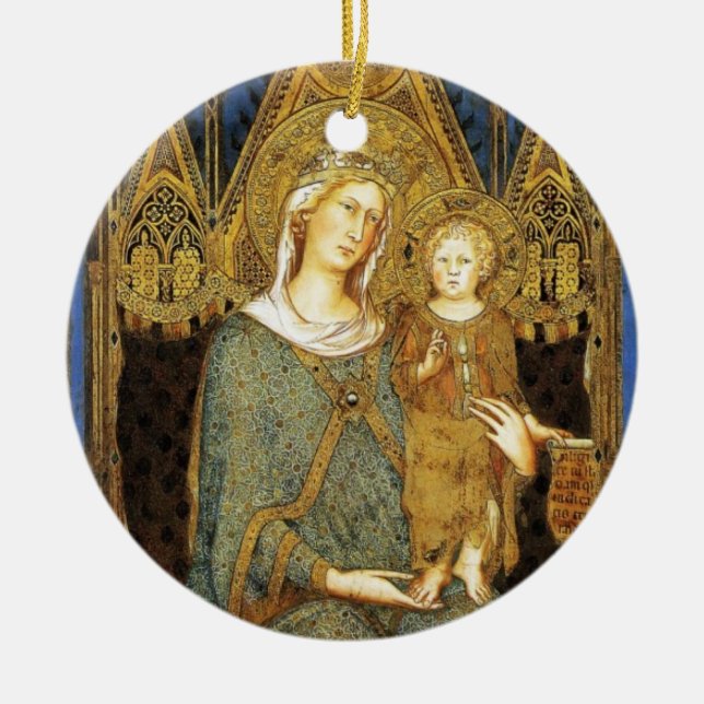 Décoration En Céramique VIERGE AVEC ENFANT, Sapphire Bleu (Devant)