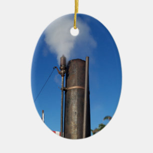 Décoration En Céramique vieux sifflement de vapeur avec une plume blanche