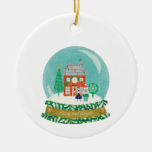 Village de Noël sous globe avec ours Santa