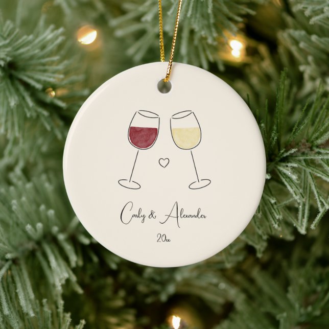 Décoration En Céramique Vin blanc rouge marié couple d'anniversaire (Arbre)