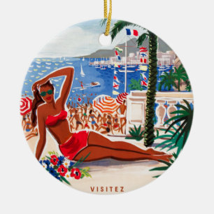Décoration En Céramique Vintage fille de la plage Côte d'Azur