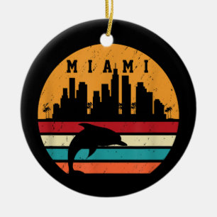 Décoration En Céramique Vintage Miami 80s Dolphin Silhouette Souvenir Dolp