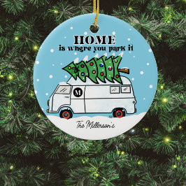 Décoration En Céramique Vintage Retro Camper Van Christmas Tree Photo