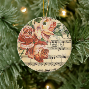 Décoration En Céramique Vintage Rose Trio on Music Personalized
