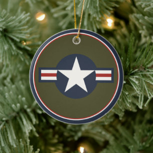Décoration En Céramique Vintage rouge blanc bleu USAAF Insignia Star Bars