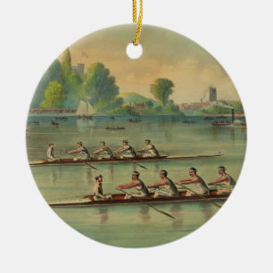Décoration En Céramique Vintage Rowers Crew Race Boat Race