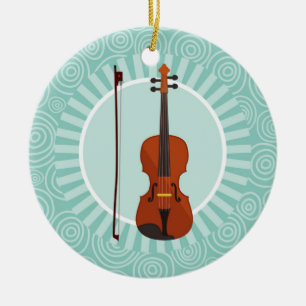 Décoration En Céramique Violon Fun Turquoise Swirl Music