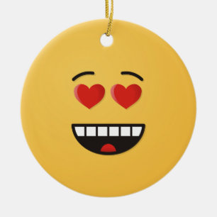 Décoration En Céramique Visage souriant avec yeux en forme de coeur en cér