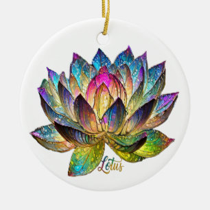 Décoration En Céramique Vitrail Fleur de Lotus Colorée sur Fond Blanc