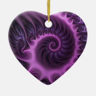 Décoration En Céramique Vivid Abstrait Cool rose violet Fractal Art Coeur
