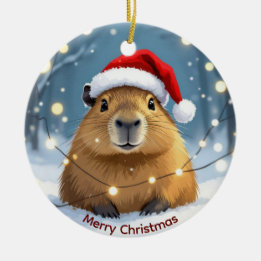 Décoration En Céramique Vœux de Noël de capybara