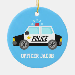 Décoration En Céramique Voiture de Police Classique avec Sirène Pour la Ch