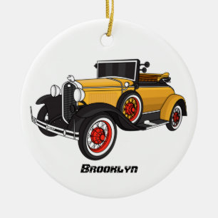 Décoration En Céramique Voiture jaune classique 1931