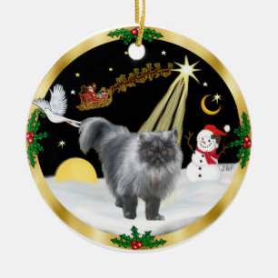 Décoration En Céramique Vol de nuit (GW) - Chat persan (fumée bleue)